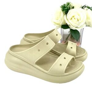 Crocs Crush Platform Slide Sandals Women's Size 10 Shoe Bone Beige NEW
